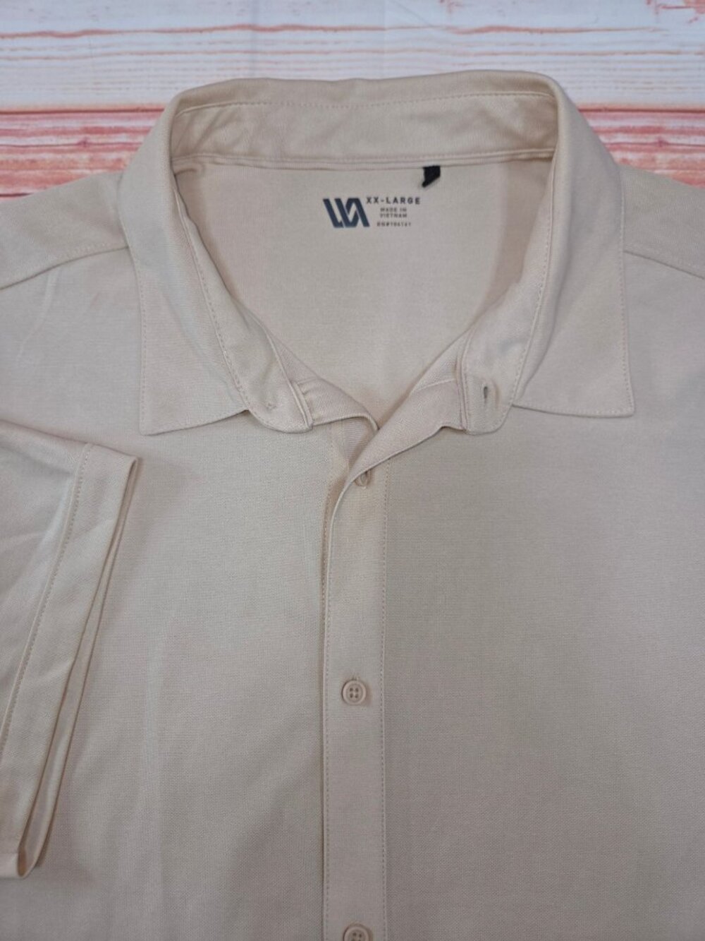 VRST Mens Beige Short-Sleeve Button-Up Polo Size XXL
